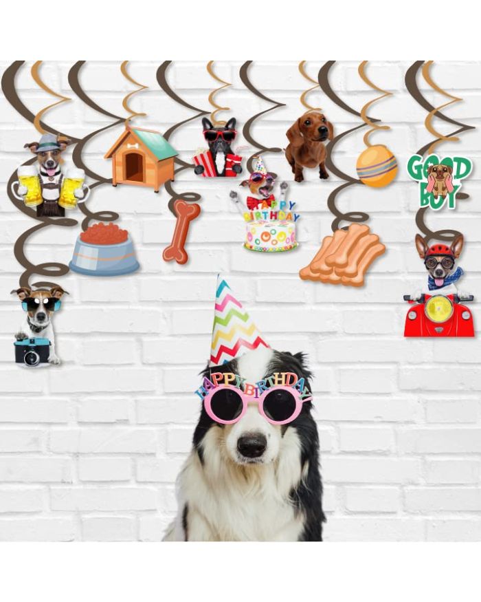 Festiko 24 Pcs Swirls With Cutouts For Dog s Birthday Hanging