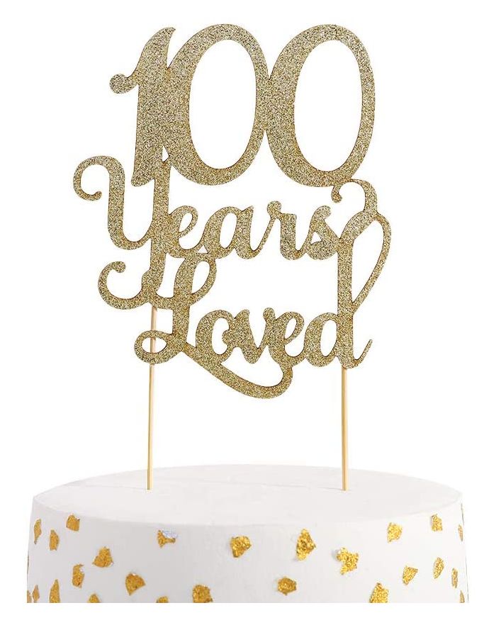 100 Years Loved Cake Topper | 100th Birthday Cake Topper | Gifting Knot
