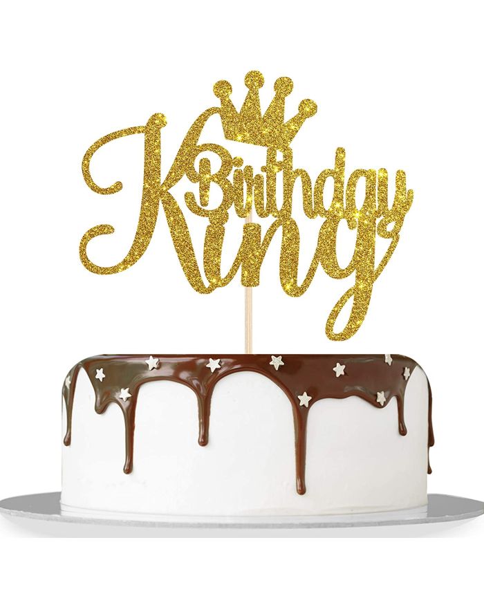 Amazon.com: King Birthday Cake Topper, Happy Birthday Decoration for Boy, Happy  Birthday Cake Topper - Black Glitter : Grocery & Gourmet Food