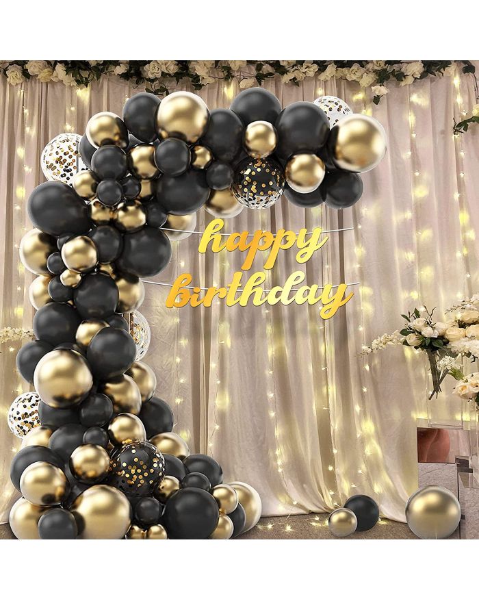 Happy Birthday Black & Gold Combo (52 Pcs), Birthday Celebration ...