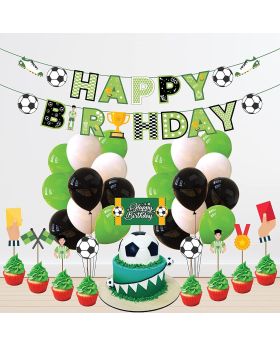 Football Theme Party Supplies - for Game Day, and Football Birthday Party Decorations ,Party Supplies Combo Banner,Cake Topper,Cup Cake Toppers & Multicolour Balloons