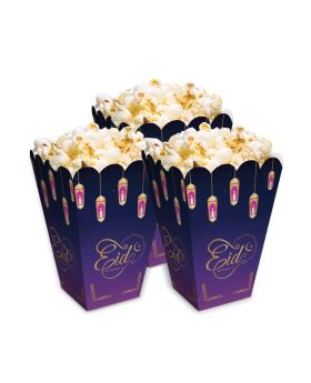 Festiko® Eid Mubarak Popcorn Boxes (Purple), Popcorn Boxes For Ramadan, Ramadan Decoration Items, Eid Decoration Items, Eid/Ramadan Party Supplies