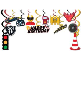 12 pcs- Race Car Theme Swirls for Kids Boys Let's go Racing Party Supplies