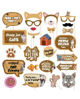 Festiko® 26 Pcs Happy Meowday Photobooth Props, Cat Birthday Photobooth Props, Cat Birthday Supplies, Pet Birthday Decoration