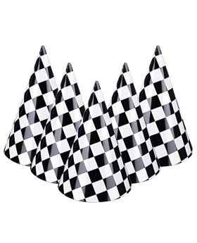 Festiko® Chess Theme Party Cone Hats, Race Car Theme Party Hats, Birthday Party Hats, Party Cone Hats for Pets/Kids/Adults Birthday Party