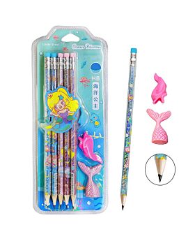 Festiko® Set of 12 Pcs Ocean Princess Pencil Eraser Set A, Mermaid Theme Stationery Set, Birthday Return Gifts for Kids