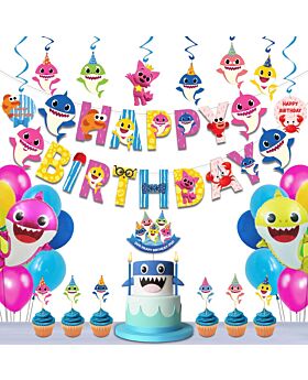 Festiko® Baby Shark Birthday Party Decorations Combo (40 Pcs), Baby Shark Birthday Theme Party Supplies for Kids