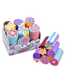 Festiko® Set of 6 Pcs Candy Theme Eraser Set, Candy Theme Stationery Set, Birthday Return Gifts for Kids