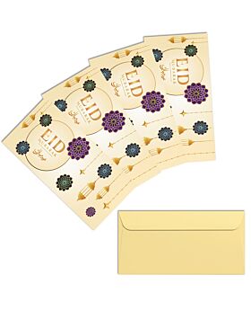 Festiko® Set of 12 Pcs Eidi Envelopes For Eid (White & Golden), Envelopes For Eidi, Eid Party Supplies