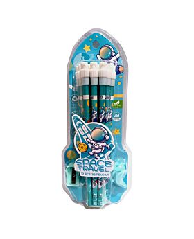 Festiko® Set of 14 Pcs Space Theme Pencil Eraser Set D, Space Theme Stationery Set, Birthday Return Gifts for Kids