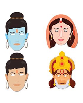 Festiko® Ramayan Face Masks For Kids, Dussehra Decoration Items, Ramayan Face Masks, Ramayan Theme Decoration