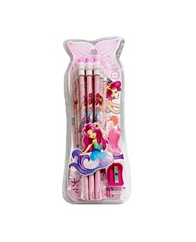 Festiko® Set of 14 Pcs Mermaid Theme Pencil Eraser Set E, Mermaid Theme Stationery Set, Birthday Return Gifts for Kids