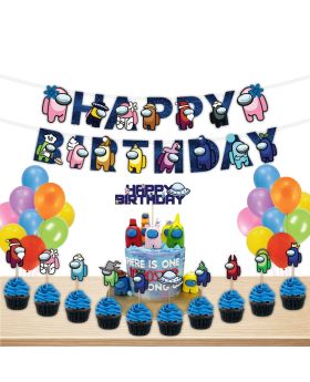 Among Us Game Birthday Party Supplies and Decorations combo, Party Supplies for Kids- Party Decorations, Birthday Decorations for Kids(Banner/Cake Topper/Cup Cake Toppers)
