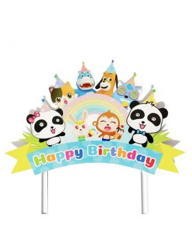 Baby Bus theme Cake Topper, Panda theme decorations, Kids Birthday Party Decoration Supplies