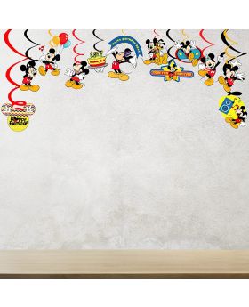 Mickey Mouse Theme Birthday Party Decoration Item Combo Pack, Mickey Happy Birthday Decoration, Mickey Mouse Themed Party Supplies (Swirls)