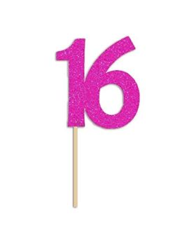 Glitter Hot Pink 16th Cake Topper for Birthday & Anniversary