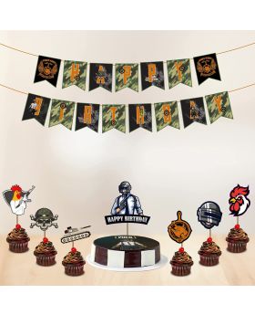 Video Game Happy Birthday Decorations - PUBG Happy Birthday Party Supplies for Kids Gaming Themed Birthday Party Supplies(Banner)