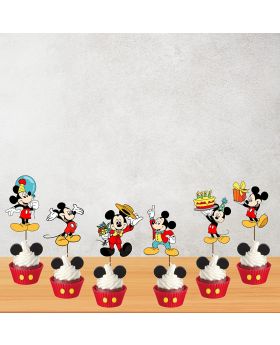 Mickey Mouse Theme Birthday Party Decoration Item Combo Pack, Mickey Happy Birthday Decoration, Mickey Mouse Themed Party Supplies (Cup Cake Toppers)