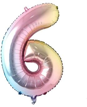 "6" Rainbow Number Foil Balloon 40 Inch Gradient Digit Ball Colorful For Wedding, Birthday, Anniversary Party Decoration