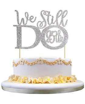 Glitter Silver 25th Anniversary Cake Topper We Still Do 25th Vow Renewal Wedding Anniversary Cake Topper