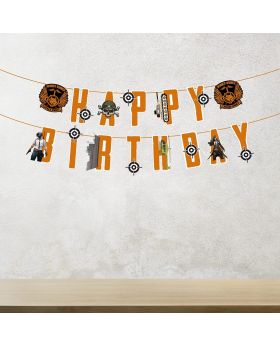 Video Game Happy Birthday Decorations - PUBG Happy Birthday Party Supplies Picks for Kids Gaming Play Themed Birthday Party Supplies(Banner)