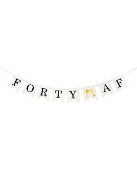 Forty AF Banner, Happy 40th Birthday Bunting, Gold Glitter Sign for Adult Birthday Party Decorations