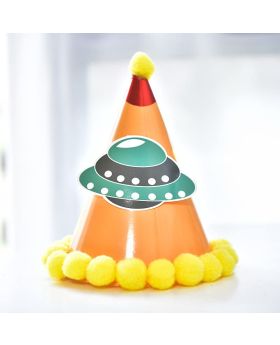 Festiko® 12 Pcs Cone Party Hats, Theme Birthday Supplies, Return Gifts for Kids, Gift Accessories, Party Items, Paper Cone Party Hats/ Cap, Party wearables,Orange