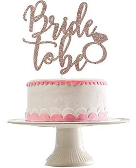 "Bride to Be" Cake Topper & Balloons - Rose Gold Glittery For Bachelorette & Bridal Shower Party Decorations