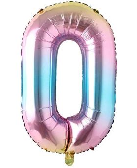"0" Rainbow Number Foil Balloon 40 Inch Gradient Digit Ball Colorful For Wedding, Birthday, Anniversary Party Decoration