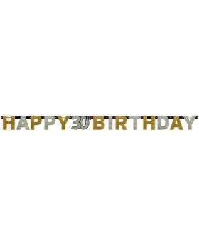 "Happy 30th Birthday" Prismatic Letter Banner