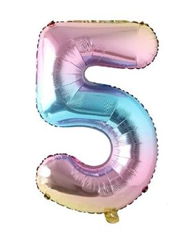 "5" Rainbow Number Foil Balloon 40 Inch Gradient Digit Ball Colorful For Wedding, Birthday, Anniversary Party Decoration