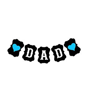 Festiko® Black & White Dad Banner With Blue Heart Sign, Father's Day Decoration Supplies, Father's Day Combo, Fathers day Decoration Items