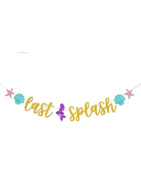 "Last Splash" Gold Glitter Banner for Mermaid theme Bachelorette Party, Bridal Shower Decorations