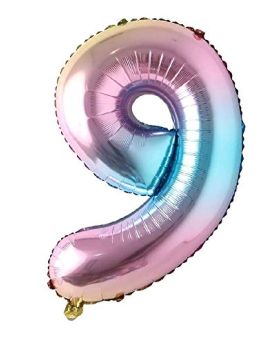 "9" Rainbow Number Foil Balloon 40 Inch Gradient Digit Ball Colorful For Wedding, Birthday, Anniversary Party Decoration