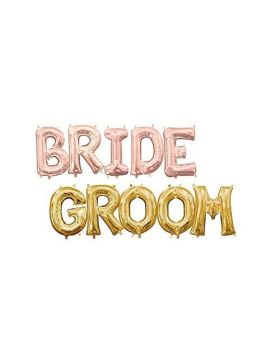 Bride & Groom Foil Balloons- Rose Gold & Gold For Bachelorette, Wedding Shower, Wedding & Engagement  Decoration Party