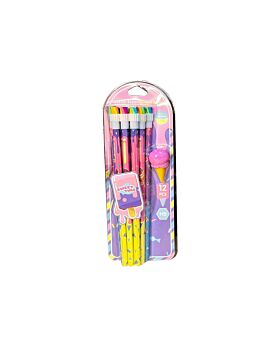 Festiko® Set of 13 Pcs Ice-cream Erasers Pencil Stationary Set for Kids B, Pencil Set with Icecream Shaped Erasers for Kids, Birthday Return Gifts for Kids
