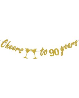 90th Birthday Party Decorations - Glittery Gold Cheers to 90 Years Banner,Perfect Party Supplies 90th Anniversary Decorations for 90th Birthday