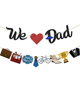 Festiko® We Heart Dad Banner With Cutout Sign Banner, Father's Day Decoration Supplies, Father's Day Combo, Fathers day Decoration Items