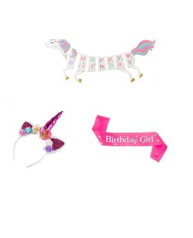 3 pcs- Unicorn Theme Decoration Combo, Unicorn Birthday Party Supplies, Unicorn Theme for Girls 