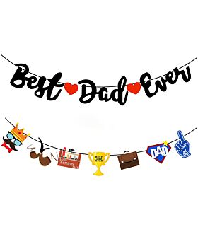 Festiko® Best Dad Ever Banner With Cutout Signs, Father's Day Decoration Supplies, Father's Day Combo, Fathers day Decoration Items