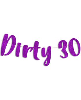 30th Birthday Purple Glitter Banner - 30th Birthday Party Decorations, Gifts and Supplies