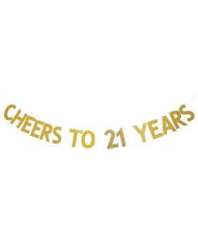 Gold Glitter Cheers to 21 Years Banner 21st Birthday Anniversary Party Photo Prop Garlands Bunting Decor (21)