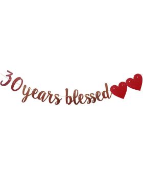 30 Years Blessed Banner Rose Gold Paper Glitter Party Decorations for 30TH Wedding Anniversary 30 Years Old 30TH Birthday Party Supplies Letters Rose Gold 