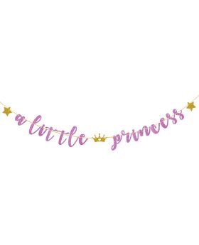 "A Little Princess" Banner - Baby Shower Decorations for Girl - Welcome Baby Girl, Princess Birthday Party Decorations (Purple)