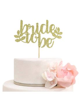 "Bride to Be" Cake Topper-Gold Glitter For Bridal Shower, Engagement, Bachelorette, Wedding Party Decorations