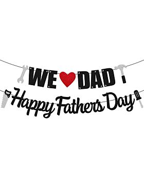 Festiko® Happy Father's Day Banner in Glitter With Heart Sign, Father's Day Decoration Supplies, Father's Day Combo, Fathers day Decoration Items
