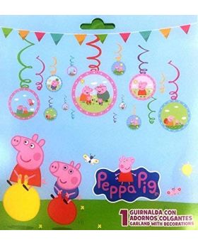 80cm 12pcs Party Hanging Swirl Decorations/Party Swirl Decorations/Hanging Swirl for Ceiling Decorations for Birthday Baby Shower Decoration (Peppa Pig Swirls)
