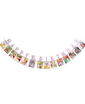 Happy 16th Birthday Photo Party Banner Pink Sign Garlands for Boy's/Girl's 16th Birthday Party Decoration