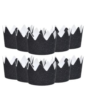 Festiko® Black Glitter Party Crown Hats, theme birthday supplies, return gifts for kids, gift accessories, party items, paper Party Crown Hats/caps/hats, party wearables