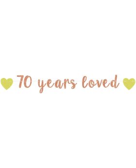 70 Years Loved Banner, 70th Anniversary, Happy 70th Wedding Anniversary Decorations